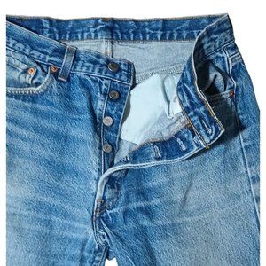 Vintage Levis 501 Jeans Mens Size 34 x 32, Actual 30 x 30 Distressed Blue Denim